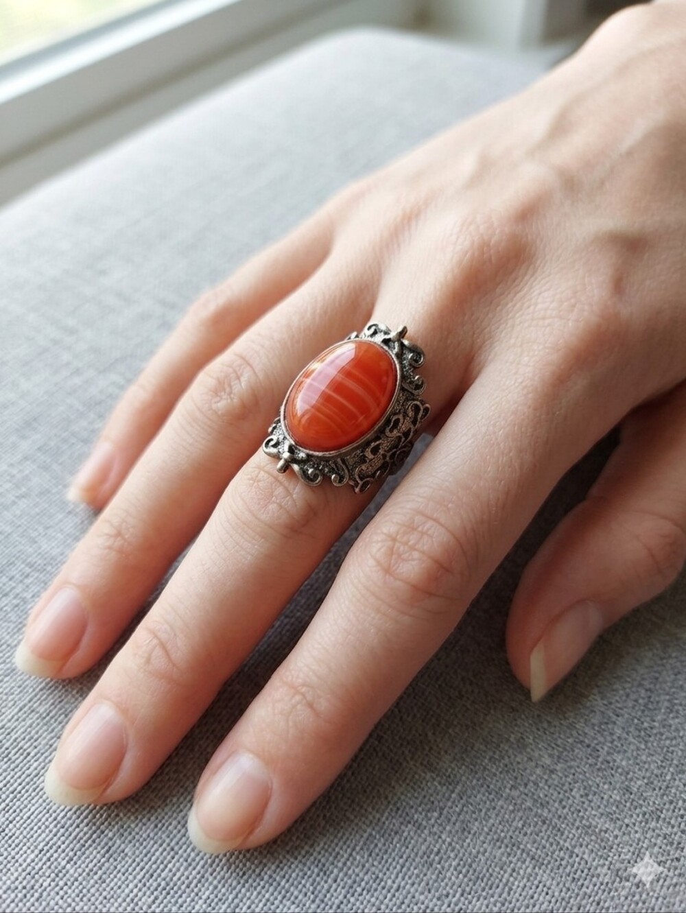 DARK CORAL RING SIZE 7